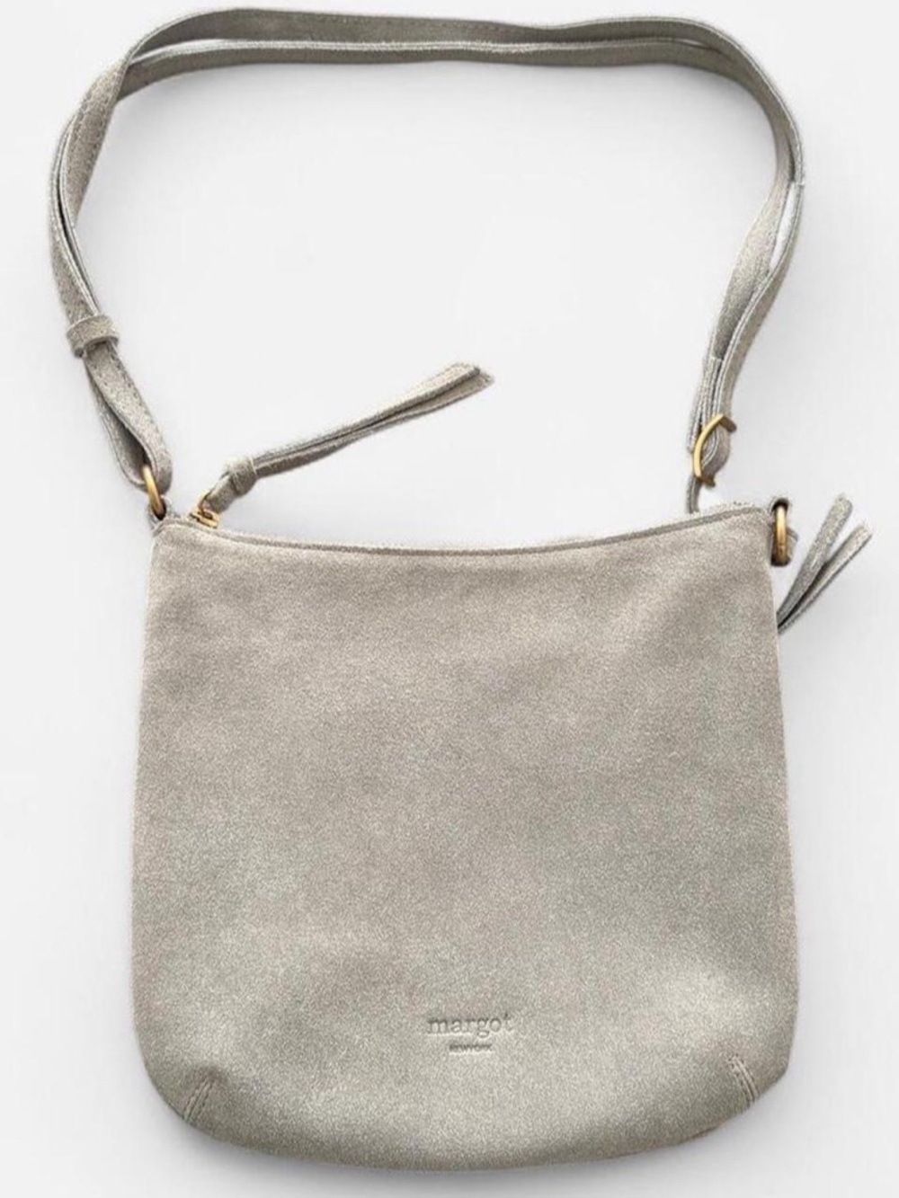 margot grey Leather Suede Crossbody Bag